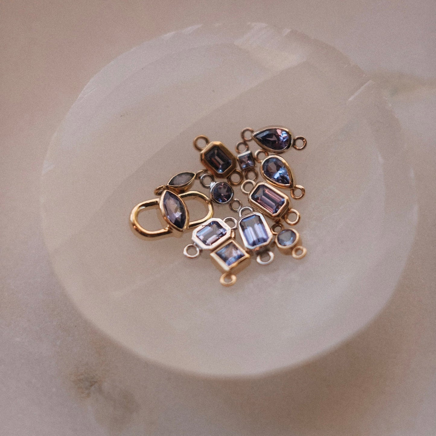 natural tanzanite gemstones set in solid gold