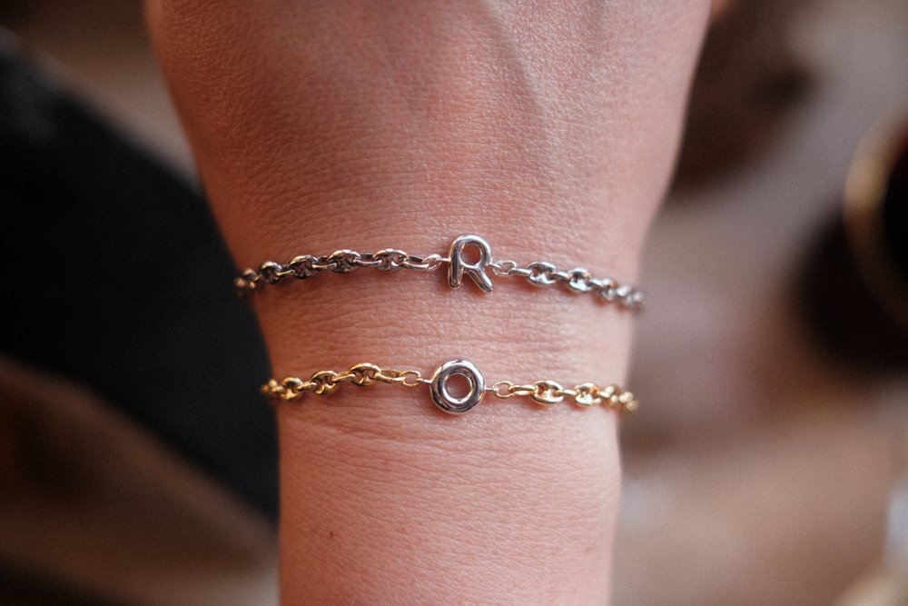Silver Bubble Letter Bracelet