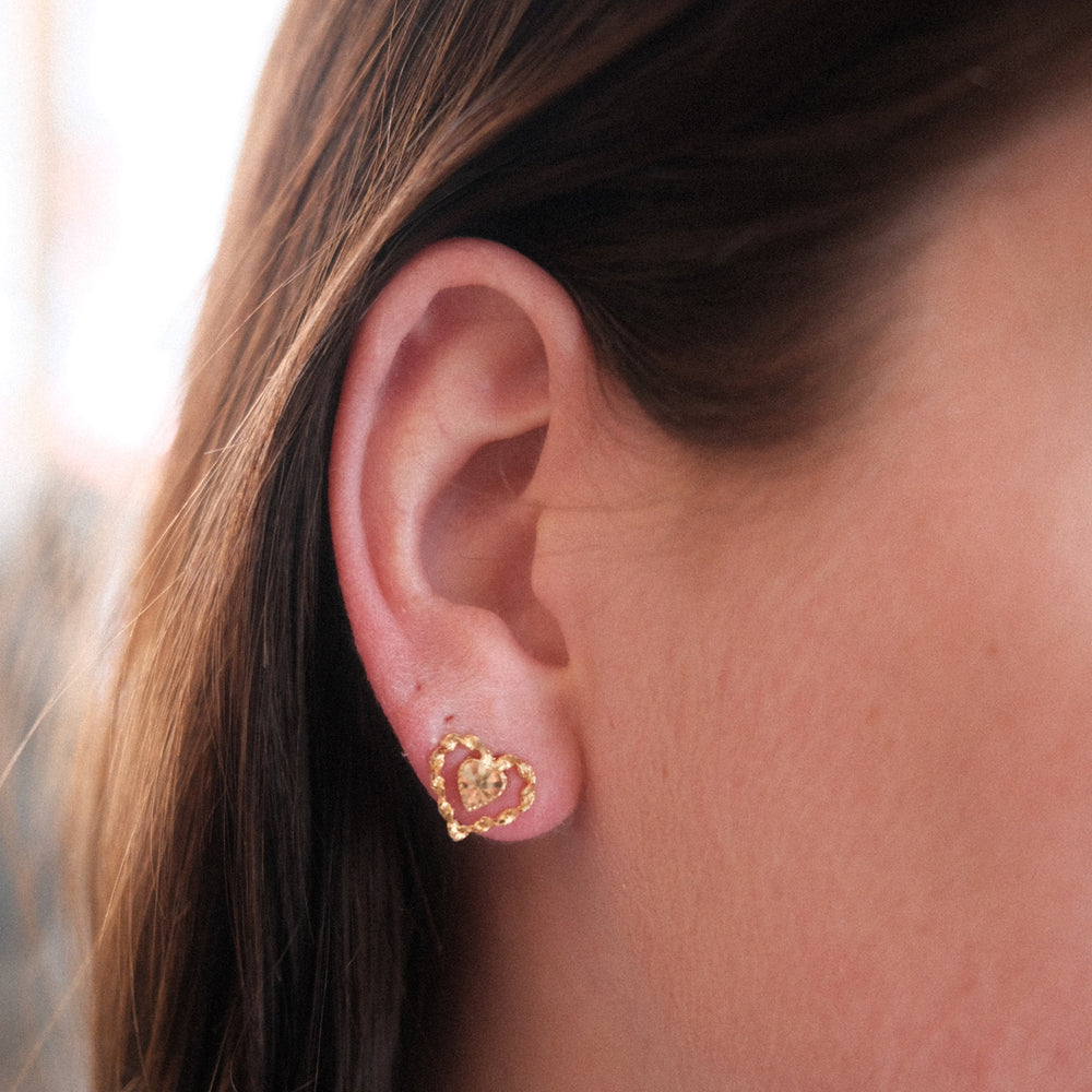 custom 14K solid gold earring with a gemstone