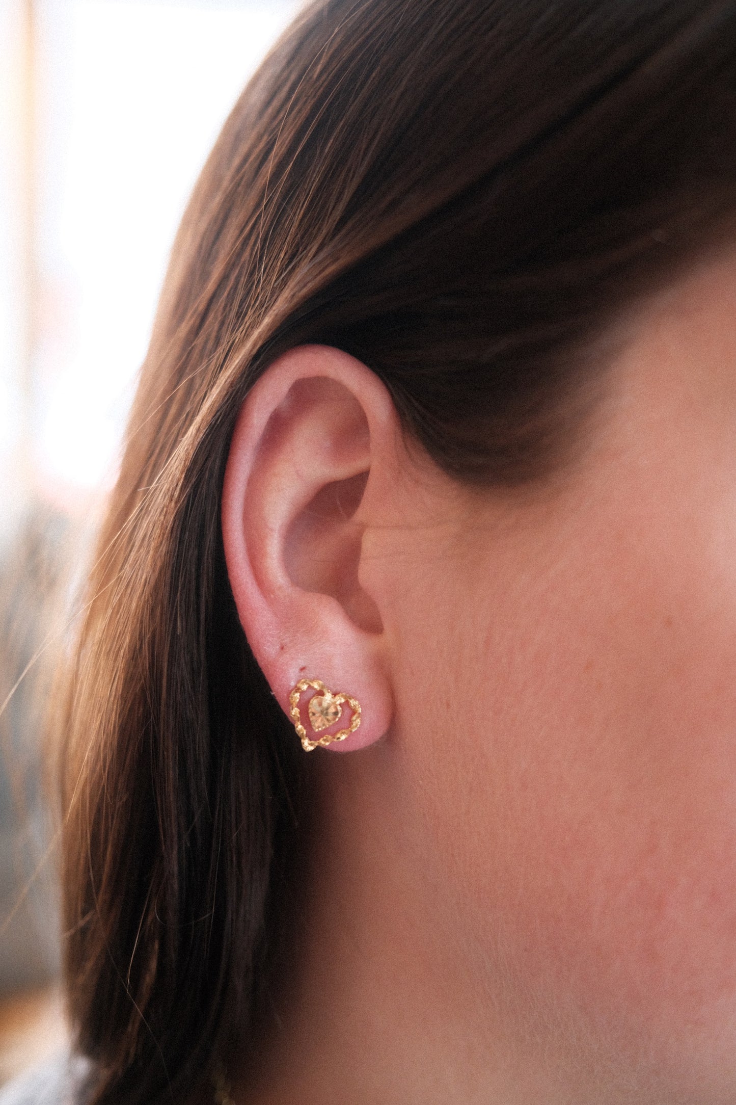 custom 14K solid gold earring with a gemstone