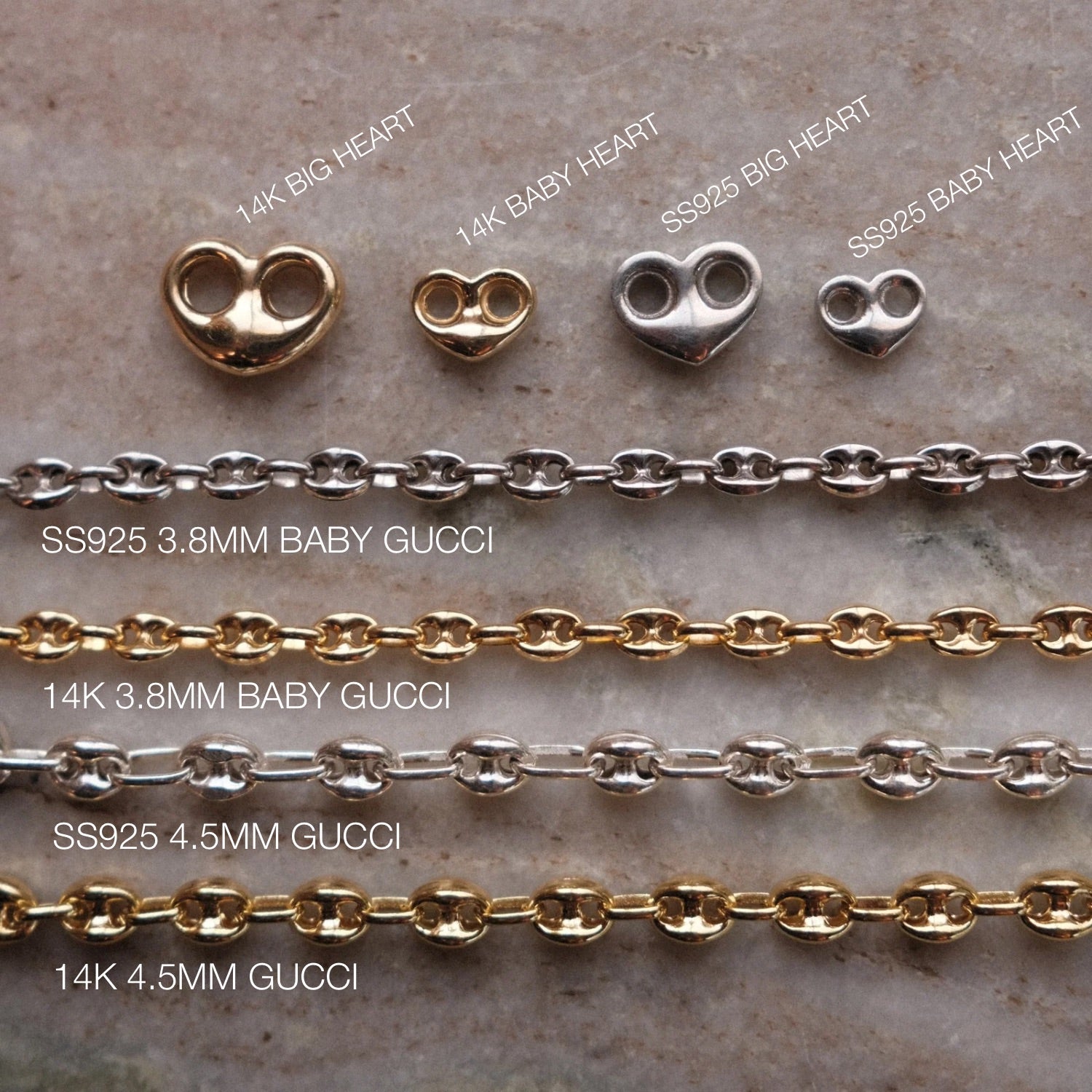 Heart Charm Gucci Bracelet | Sterling Silver or Solid Gold