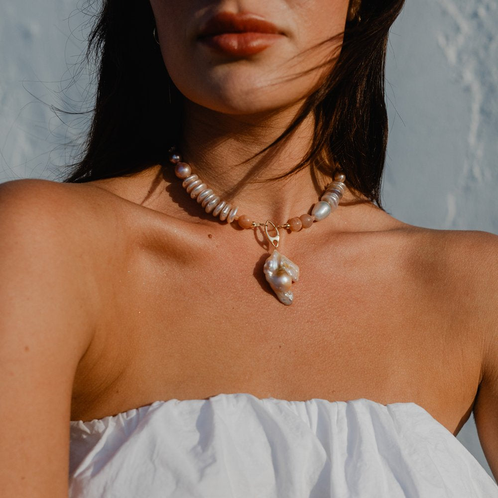 pearl necklace from the love saro goddess collection