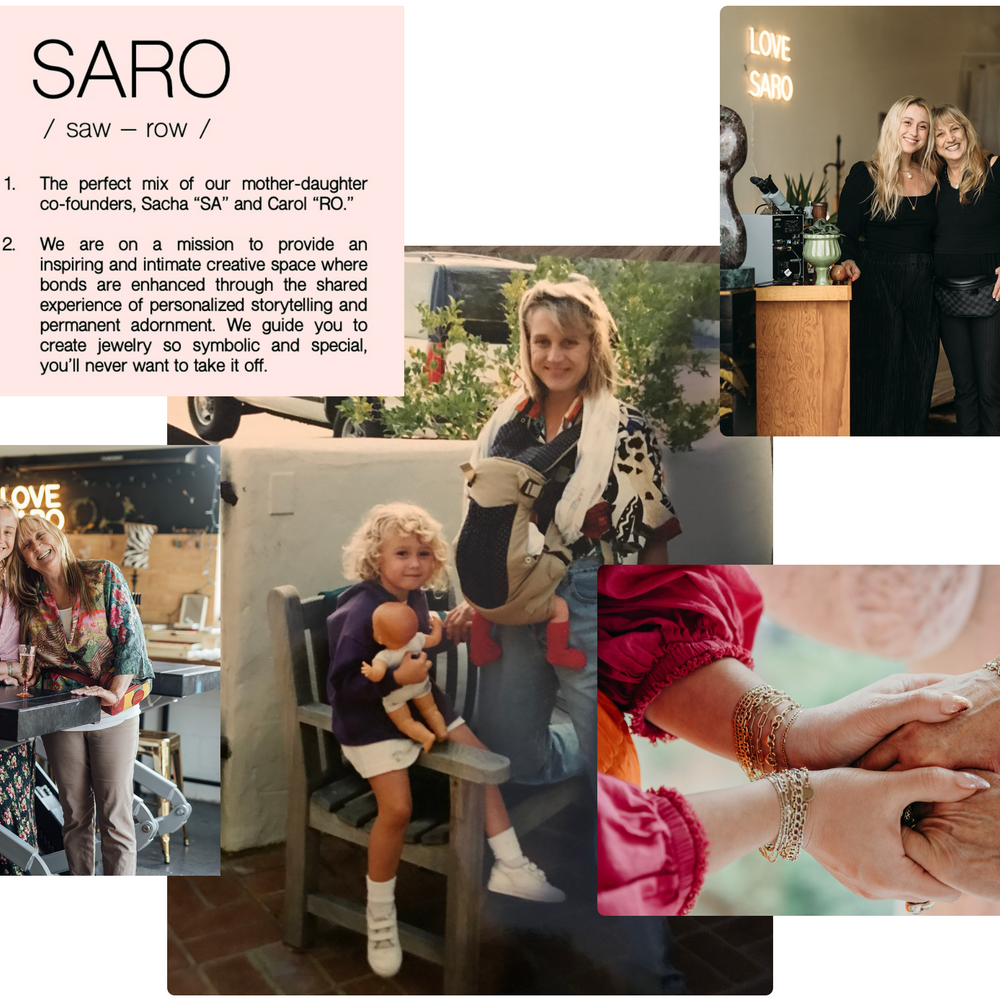 Pictures of Sacha & Carol as business owners and a vintage picture of them as mother-daughter