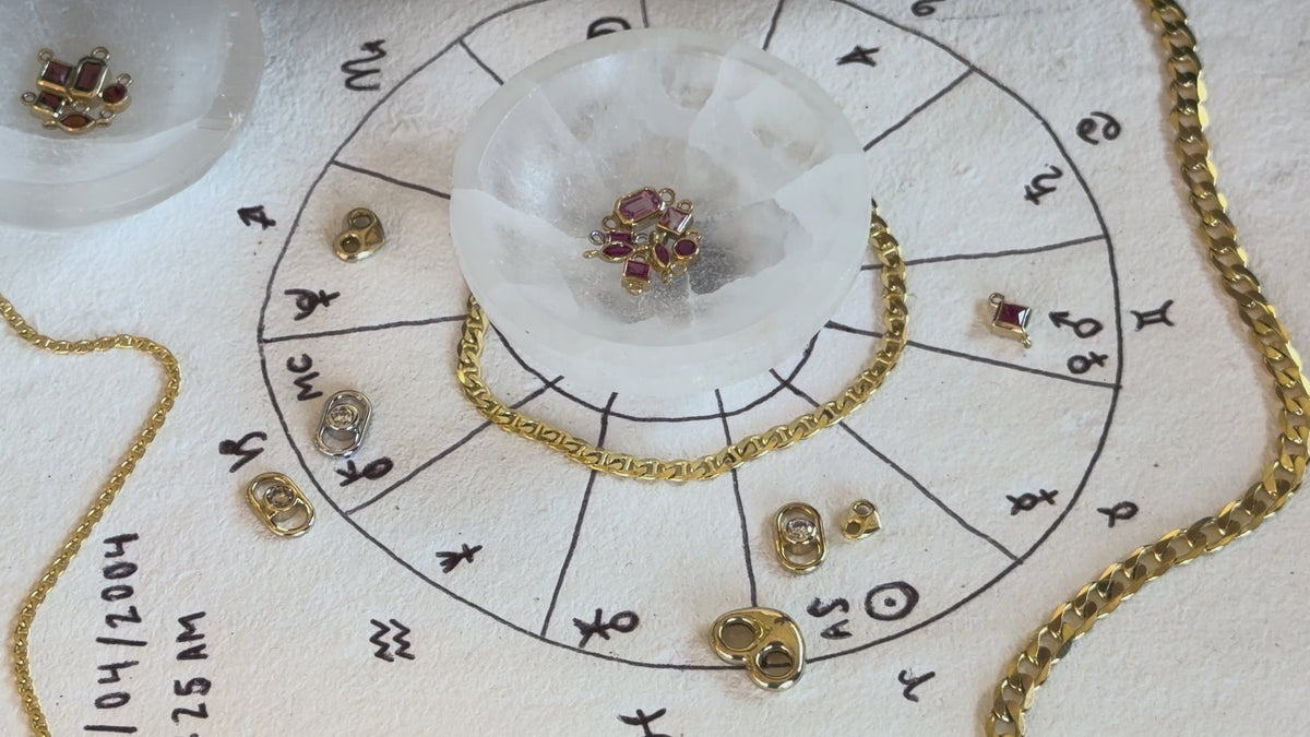 Astrology chart reading with aligned gemstones for custom talisman creation at LOVE SARO by Alena Miller